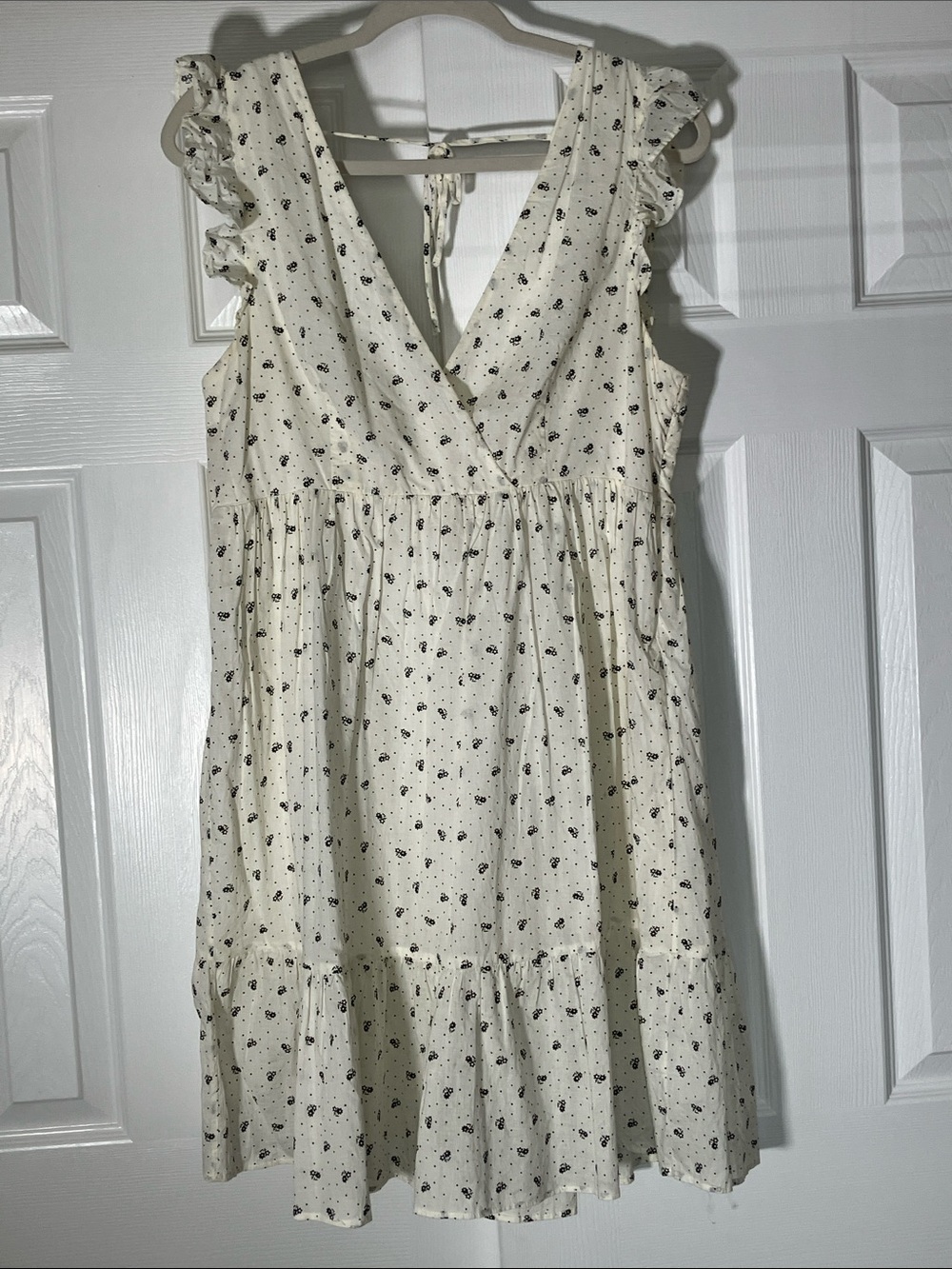 & Other Stories Cream Mini Dress with Black Floral Print